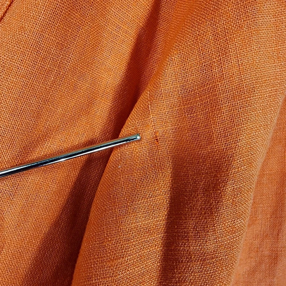 Insight Linen Longline‎ Open Front Jacket Womens 14 Orange Artsy Fitted VTG
